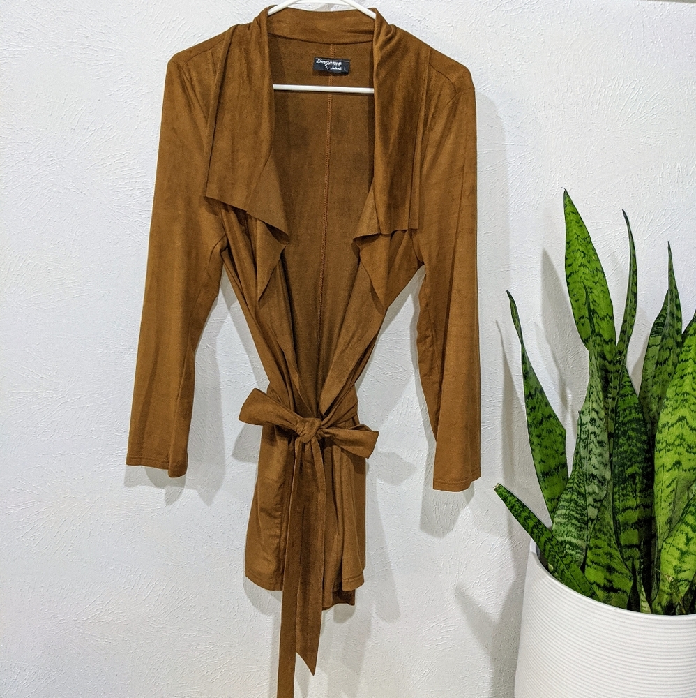 NWOT Faux Suede Trench - L